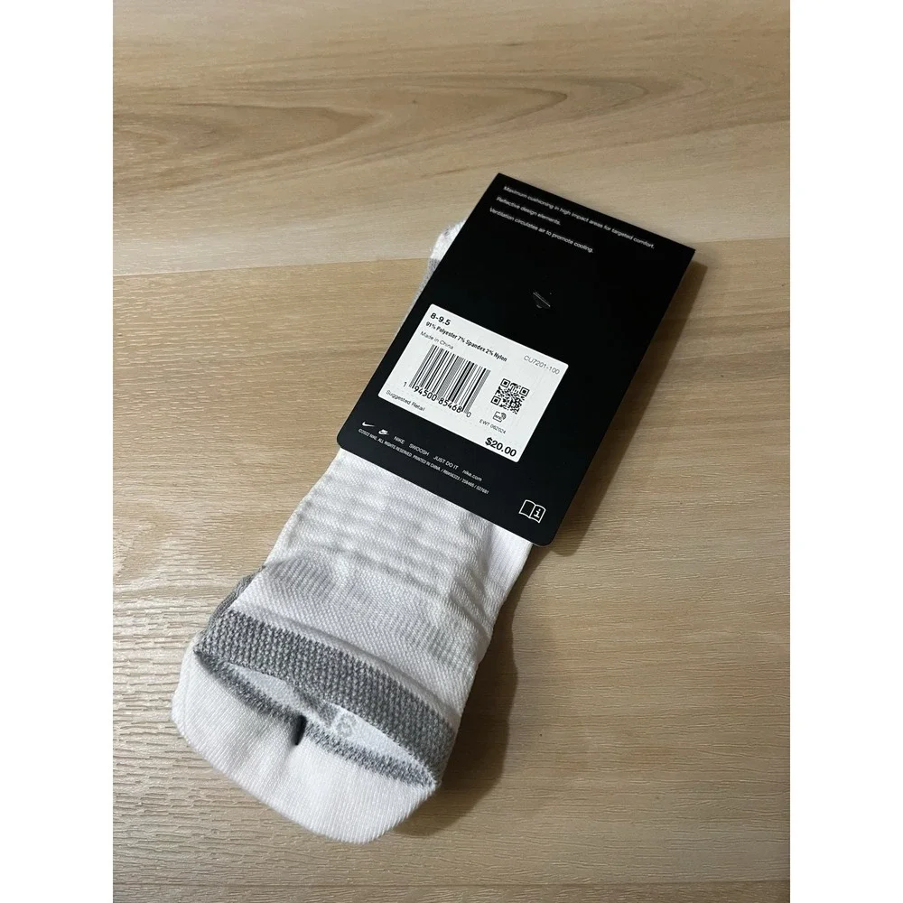New Nike Spark Cushioned‎ No Show Running Socks Mens 8-9.5 Womens 9.5-11 White
